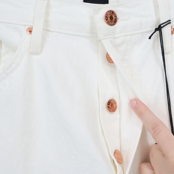 NWT Edwin Hana Classic Straight Crop Button-Fly Denim Jean White Noise Size 34 - Picture 5 of 8